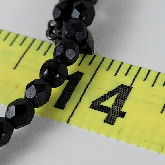 Vintage Carolee Jet Black Glass Collar Necklace 14" Teardrop Pendant Memory Wire - Picture 8 of 9